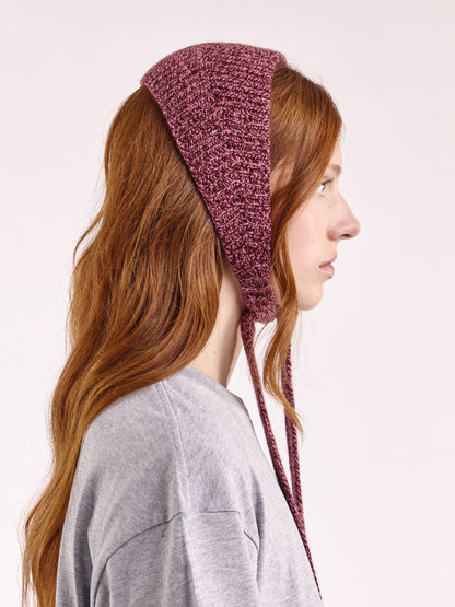 Soft Wool Tied Head Band - Burgundy/Pink Marl