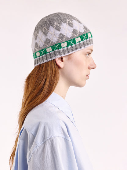 Soft Wool Argyle Cap - Flannel Grey/Multi