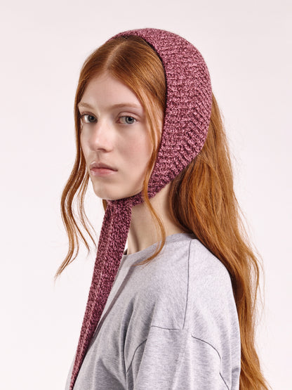 Soft Wool Tied Head Band - Burgundy/Pink Marl
