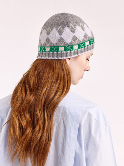 Soft Wool Argyle Cap - Flannel Grey/Multi