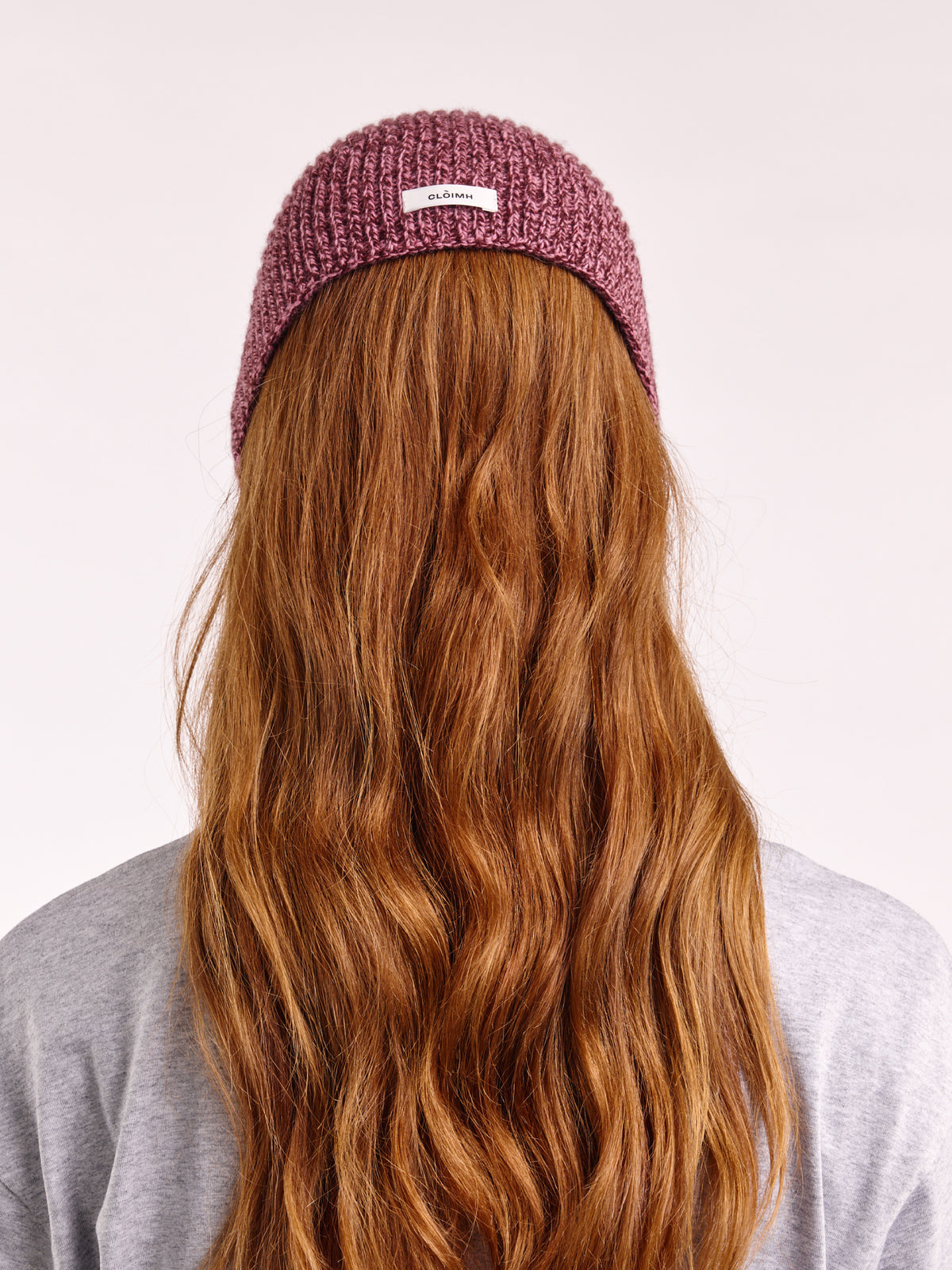 Soft Wool Tied Head Band - Burgundy/Pink Marl