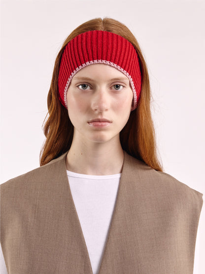 Wool Head Band - Red/Rose