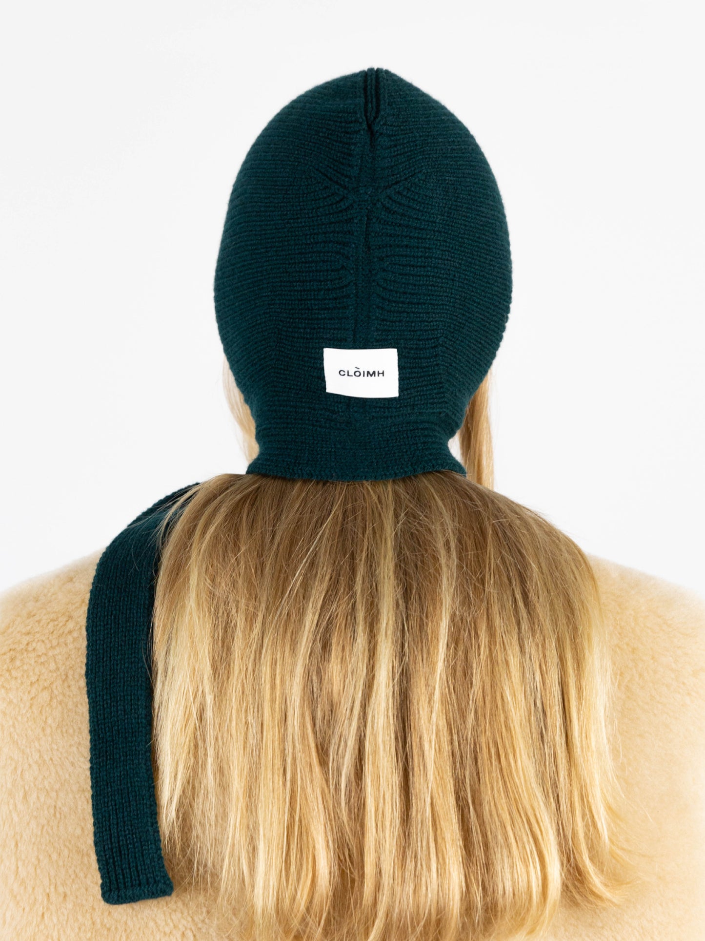 Soft Wool Tied Hood - Dark Green