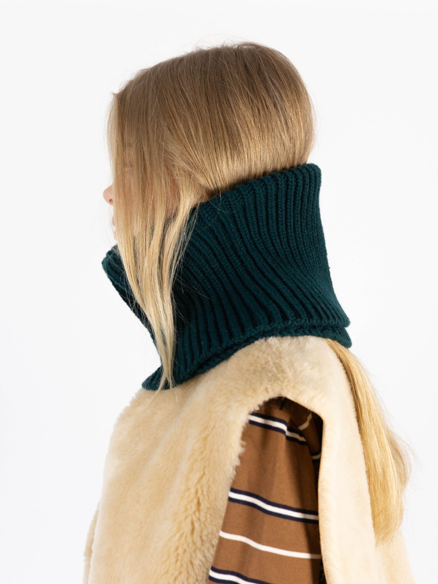 Soft Wool Chunky Folded Neck Warmer - Dark Green