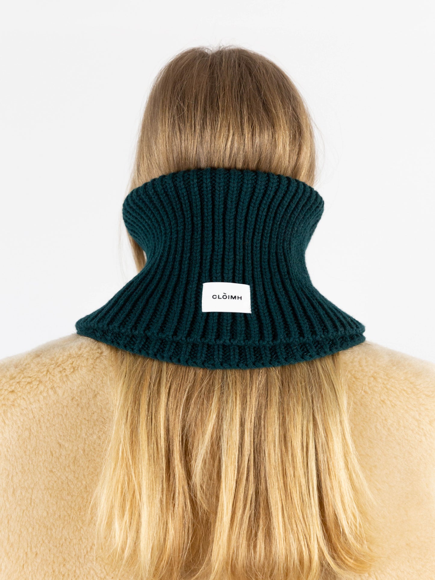 Soft Wool Chunky Folded Neck Warmer - Dark Green