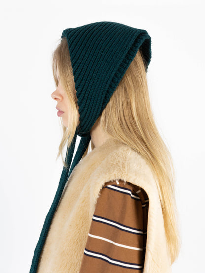 Soft Wool Chunky Bandana - Dark Green